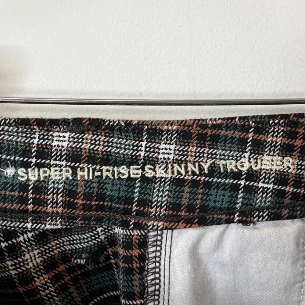 American Eagle Women's Super Hi-Rise Skinny Trouser Pants 2 Tartan Plaid Green - Picture 9 of 12